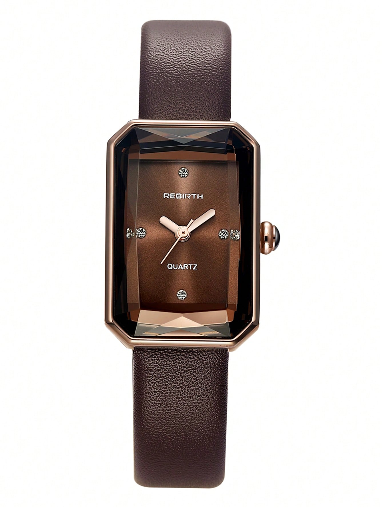 1Pc Rebirth Brand Women'S Simple Square Dial Vintage Fashion Casual Quartz Wristwatch