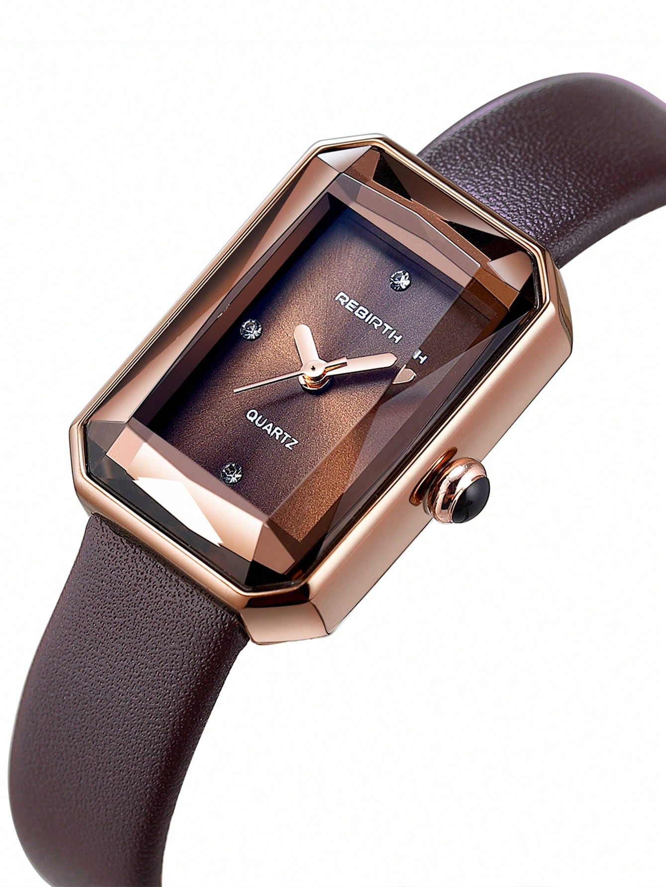 1Pc Rebirth Brand Women'S Simple Square Dial Vintage Fashion Casual Quartz Wristwatch