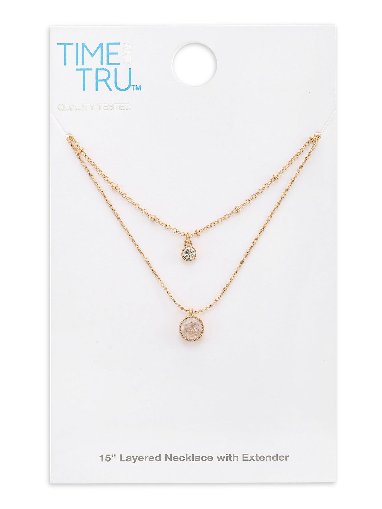 Women’S Layered Necklace with Cubic Zirconia Pendant