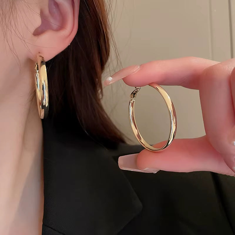 2025 New Trendy Silver Color Double Layer Circle Hoop Earrings for Women Exaggerated Metal Layer round Earrings Jewelry Gift