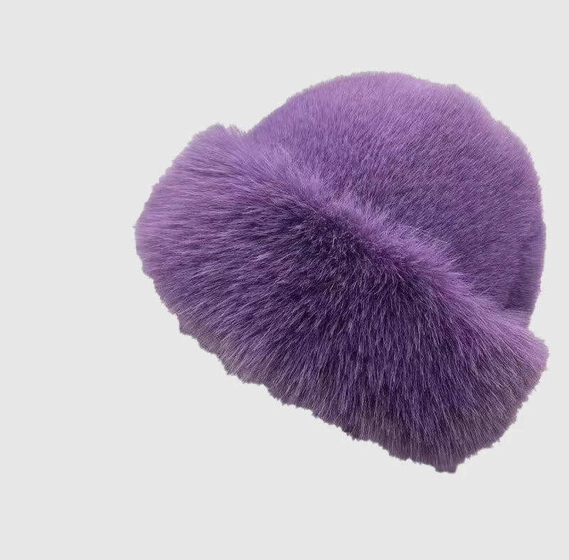 Wholesale in Stock Long Plush Thermal Warm Thick Multiple Color Breathable Soft Cozy Stretchy Winter Bucket Fur Hats for Women