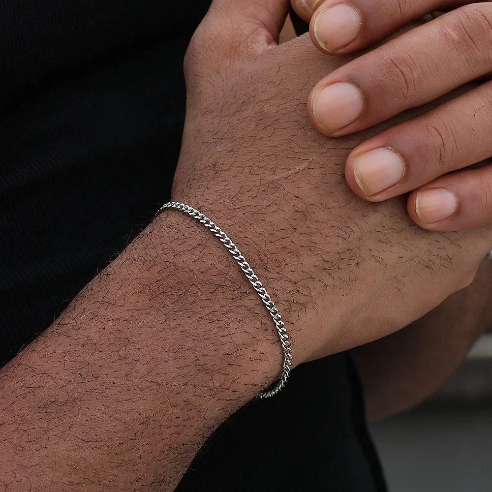 Gold Color Stainless Steel Cuban Chain Men'S Bracelet Simple Retro Bracelet for Women Hip Hop Jewelry Trend Accessories Gift