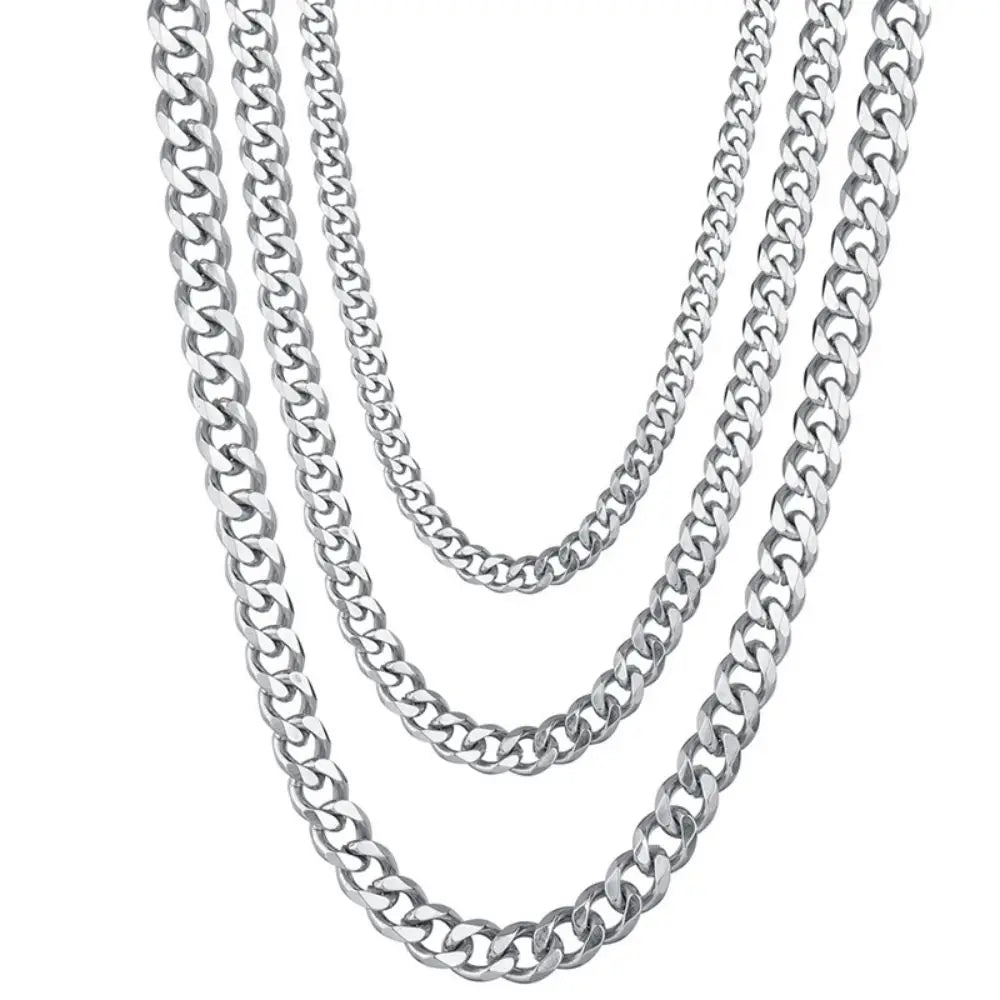 Simple Stainless Steel Cuban Chain Necklace for Men Gold Silver Color Metal Chain on the Neck Choker Jewelry Party Male DIY Gift