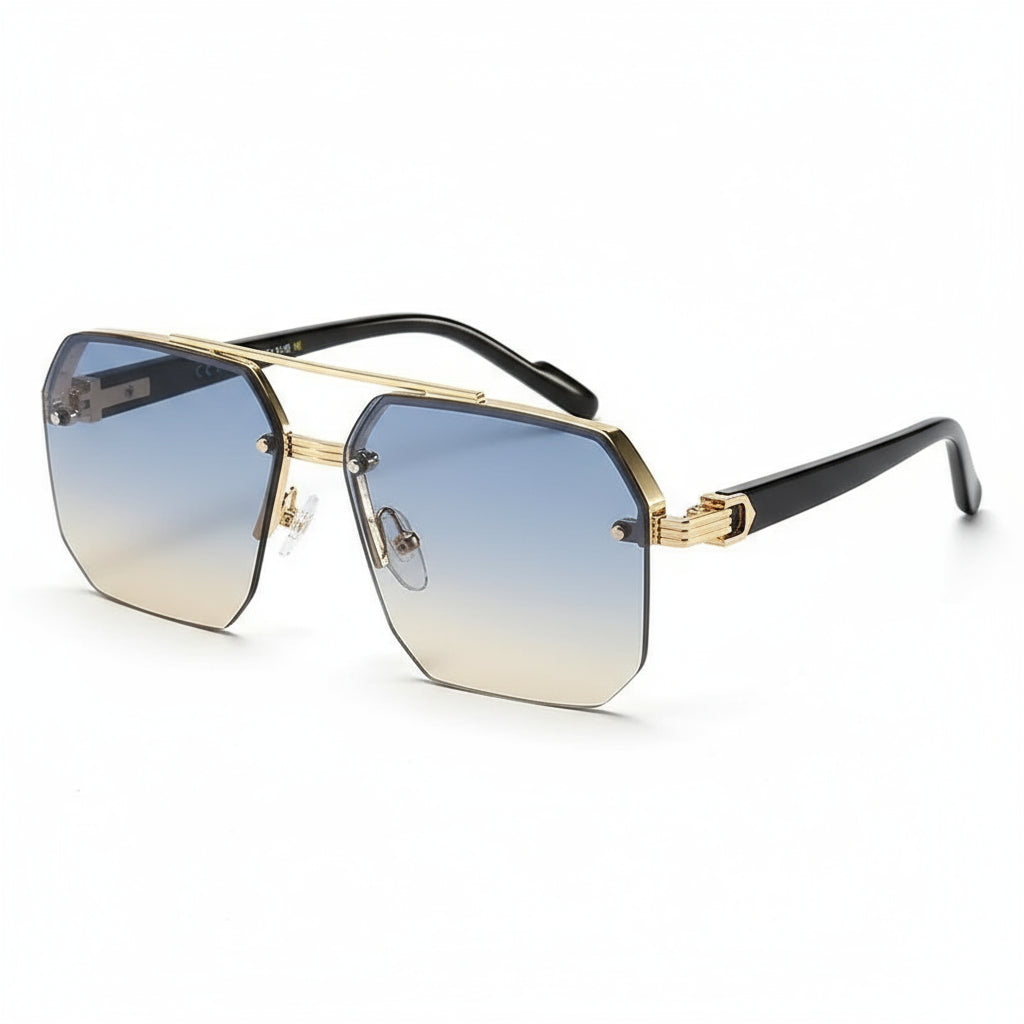 Men'S Metal Sunglasses Square Half Frame Rice Nails Casual Trend Personality Retro Fashion Outdoor Sports Eyeglasses