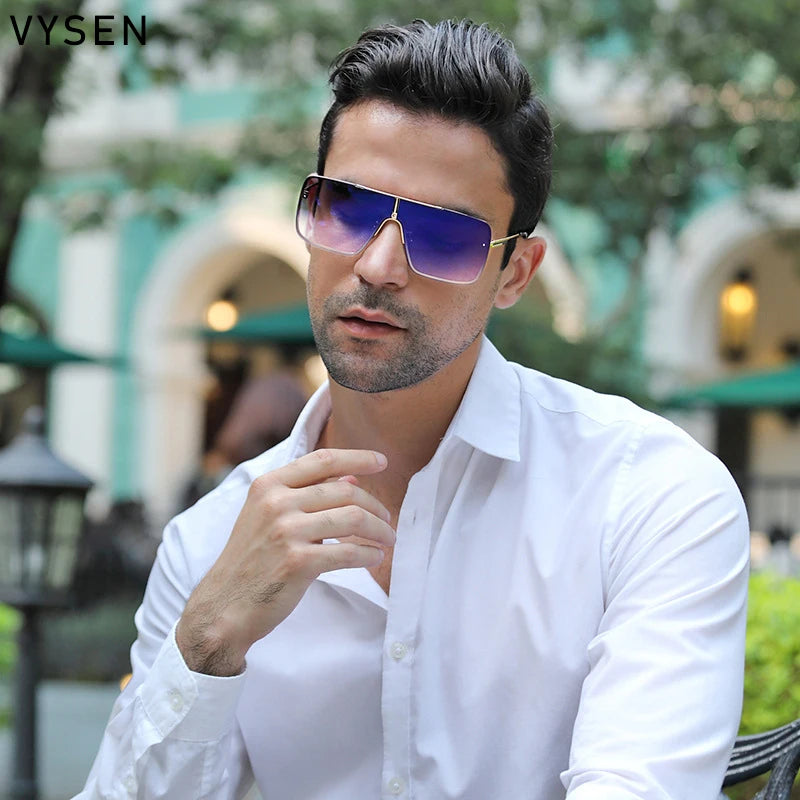 Fashion Oversized Square Sunglasses for Men Big Frame 2025 Luxury Brand Design Metal Frame Sun Glasses Man Retro Shades Eyewear