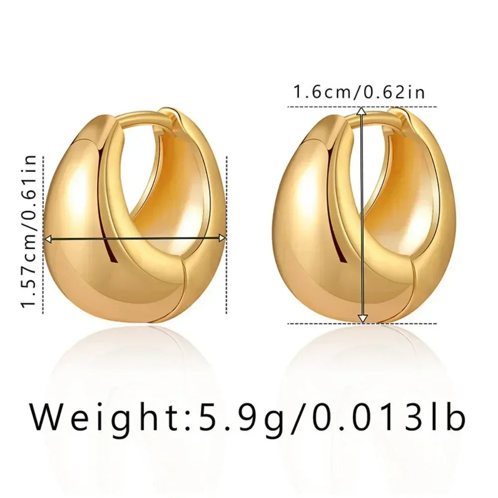 Vintage Chunky Stainless Steel Hoop Earrings for Women Fashion Simple round Circle Simple Earrings Party Jewelry Holiday Gifts
