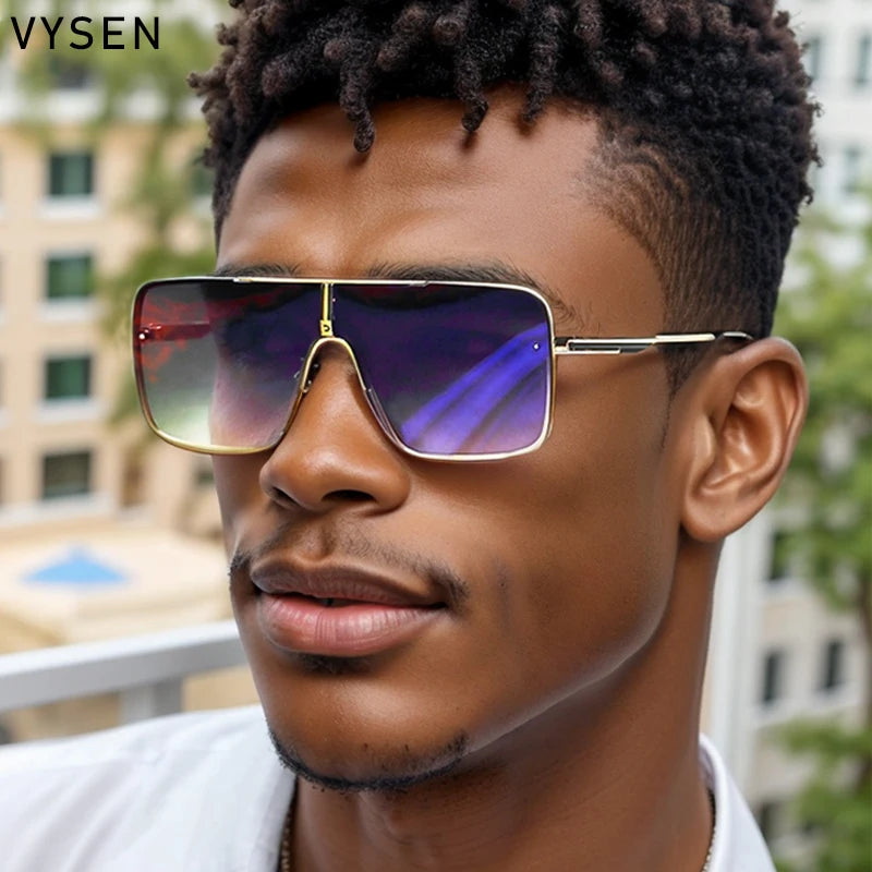 Fashion Oversized Square Sunglasses for Men Big Frame 2025 Luxury Brand Design Metal Frame Sun Glasses Man Retro Shades Eyewear