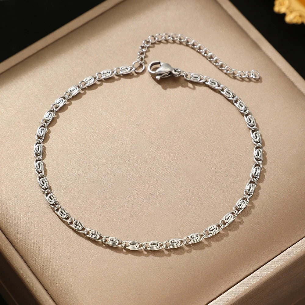 Stainless Steel Chain Bracelet for Women Gold Color Lightweight Luxury Women'S Bracelet Foot Ankle Jewelry Accessories