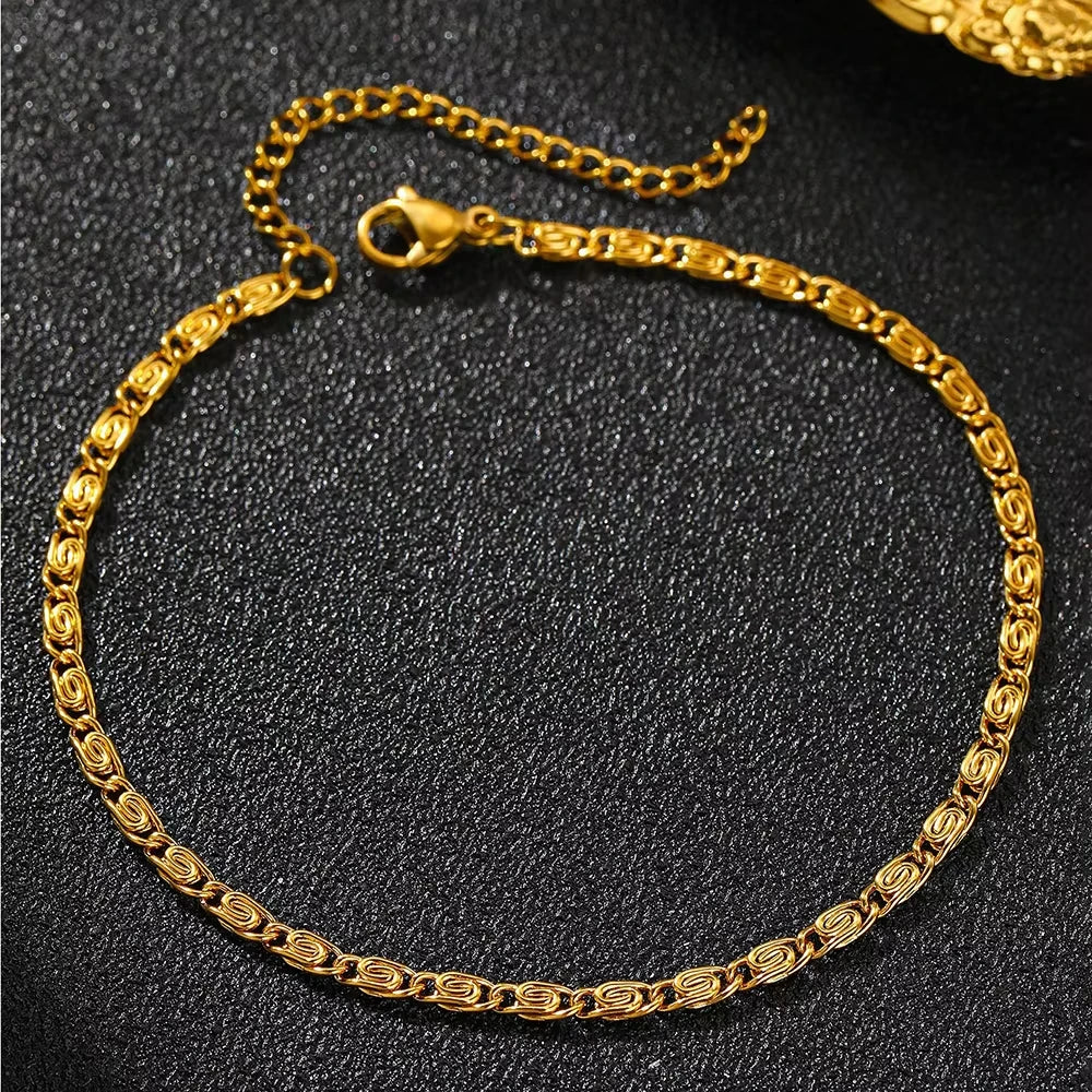 Stainless Steel Chain Bracelet for Women Gold Color Lightweight Luxury Women'S Bracelet Foot Ankle Jewelry Accessories