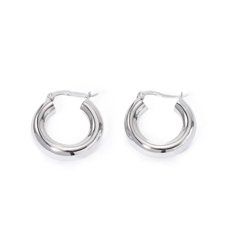 925 Sterling Silver Plated Gold Earrings 20Mm Earrings Retro Hoop Earrings for Women French Fashion Earrings for Women Gifts