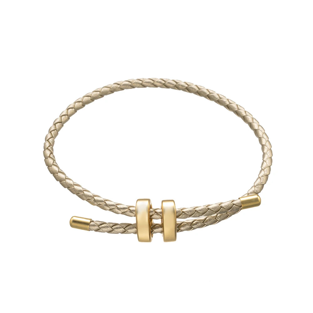 1Pcs Adjustable Braided Eight-Character Buckle Leather Bracelet for Couple Men Women Bangle Jewelry Making Accessories Wholesale