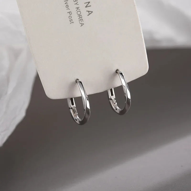 925 Sterling Silver round Earrings Temperament Simple Inlaid for Women Wedding Jewelry Accessories
