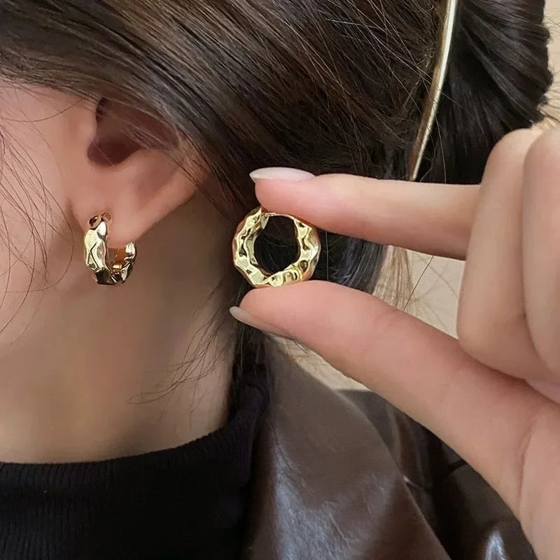 Vintage Chunky Stainless Steel Hoop Earrings for Women Fashion Simple round Circle Simple Earrings Party Jewelry Holiday Gifts