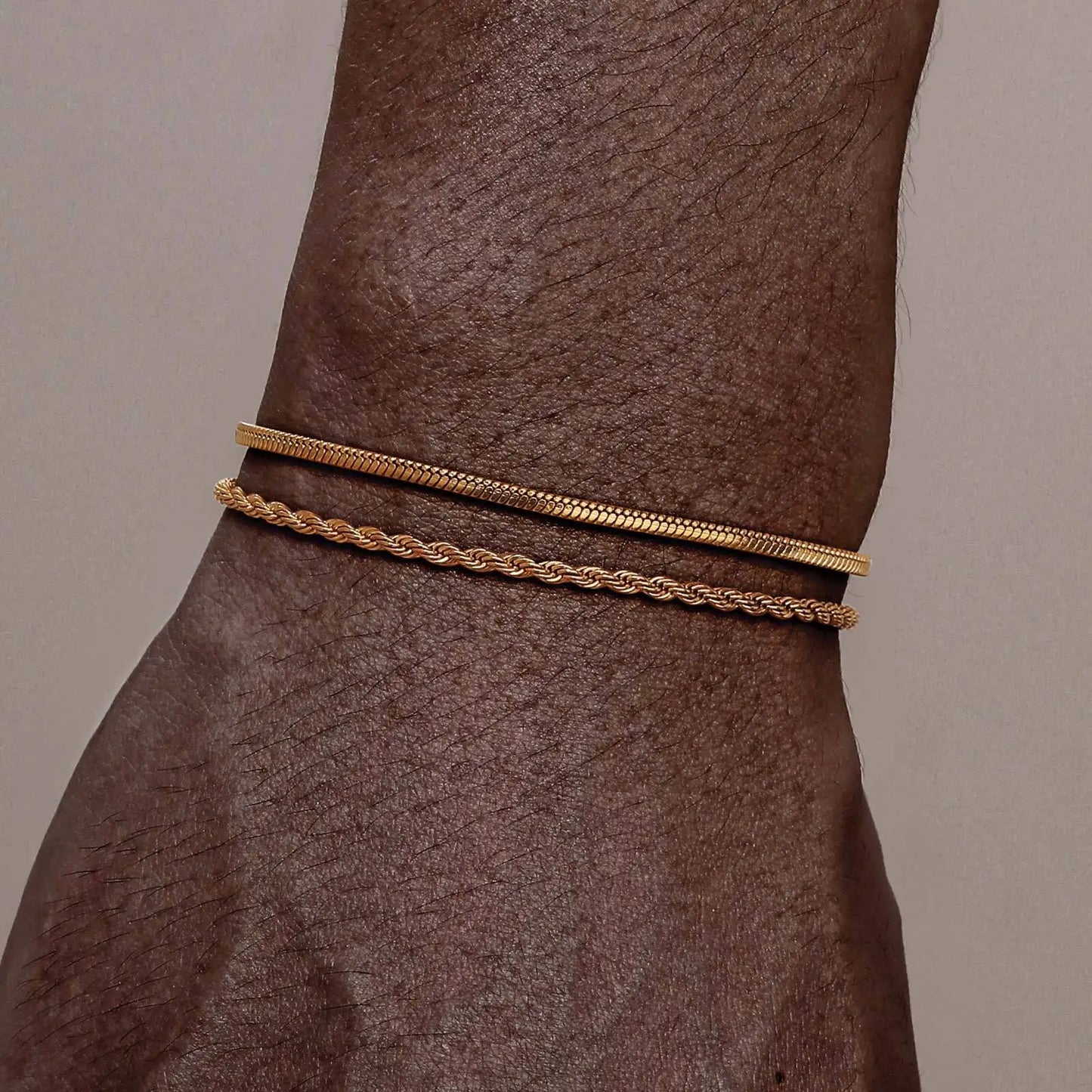2Pcs/Set Thin Chain Bracelet for Men Boys,Stainless Steel Twisted Rope Chain Wristband,Adjustable Link Chains