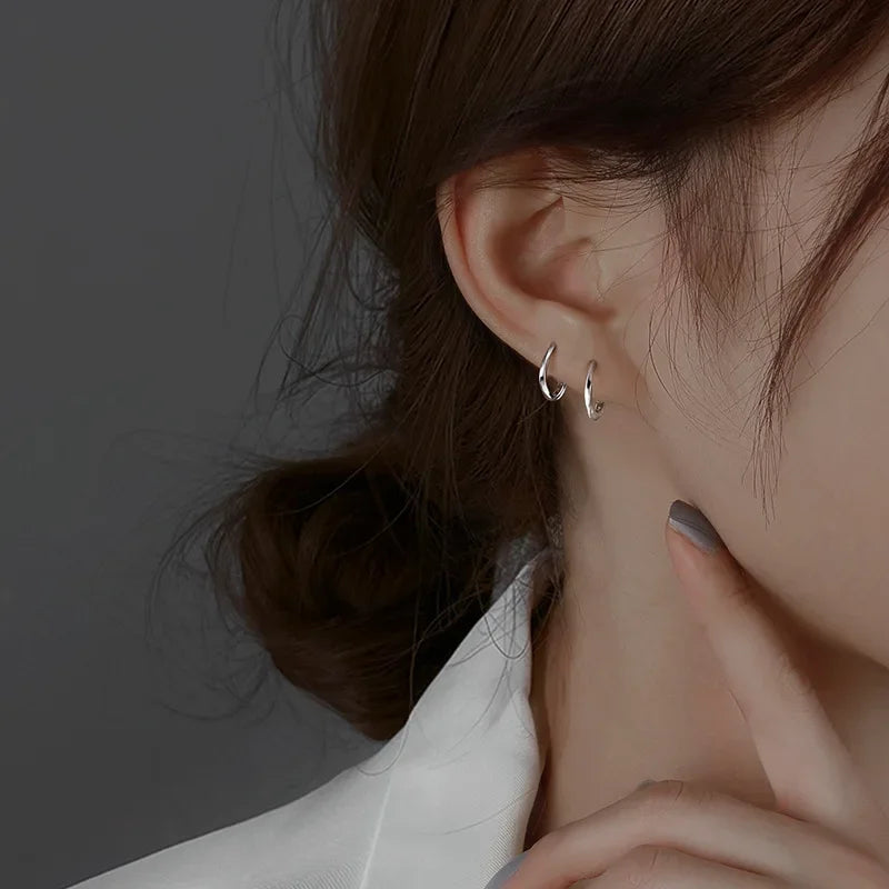 925 Sterling Silver round Earrings Temperament Simple Inlaid for Women Wedding Jewelry Accessories