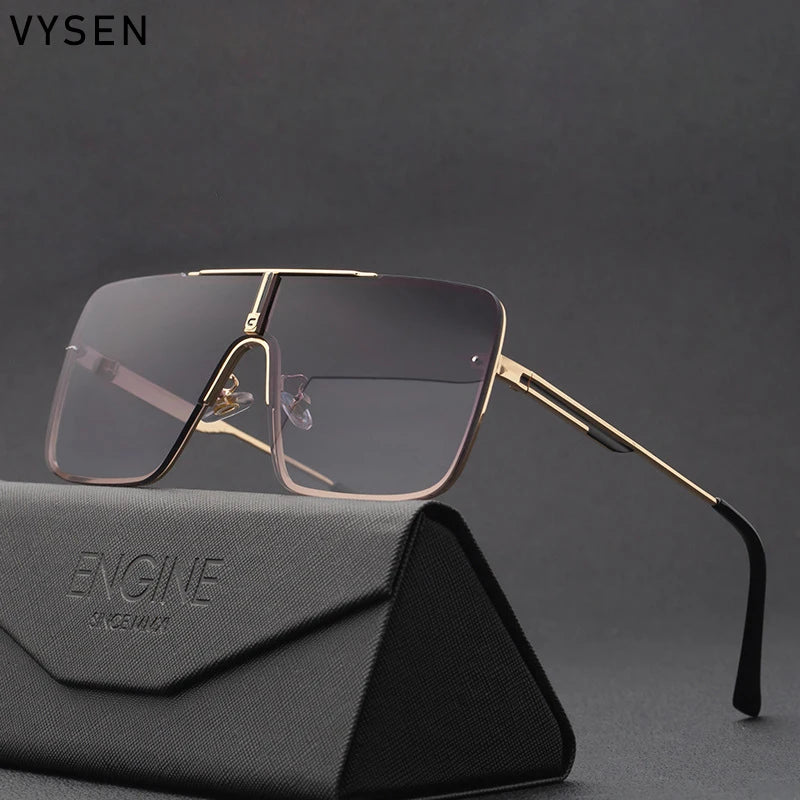Fashion Oversized Square Sunglasses for Men Big Frame 2025 Luxury Brand Design Metal Frame Sun Glasses Man Retro Shades Eyewear