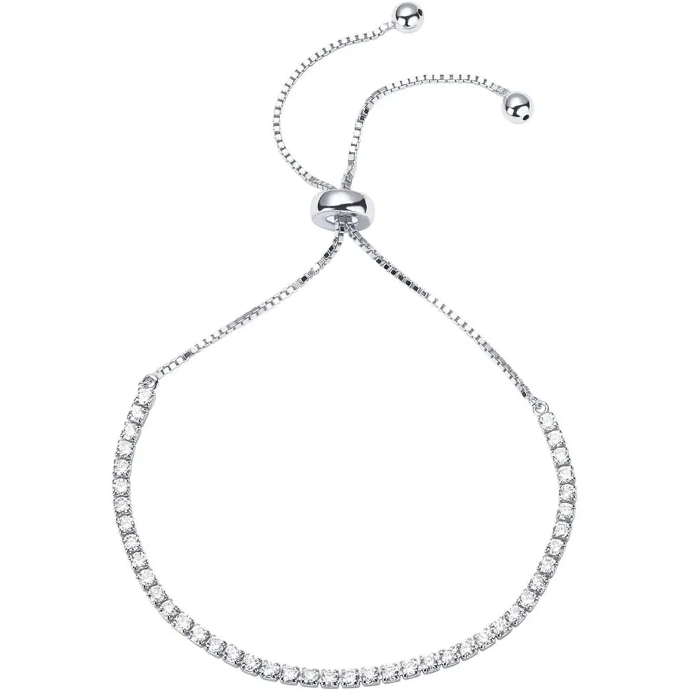 14K Gold Plated Cubic Zirconia Classic Tennis Bracelet for Women | Adjustable Slider| Gift for Women Trendy Bracelet for Women