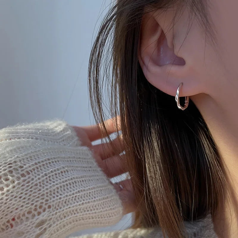 925 Sterling Silver round Earrings Temperament Simple Inlaid for Women Wedding Jewelry Accessories