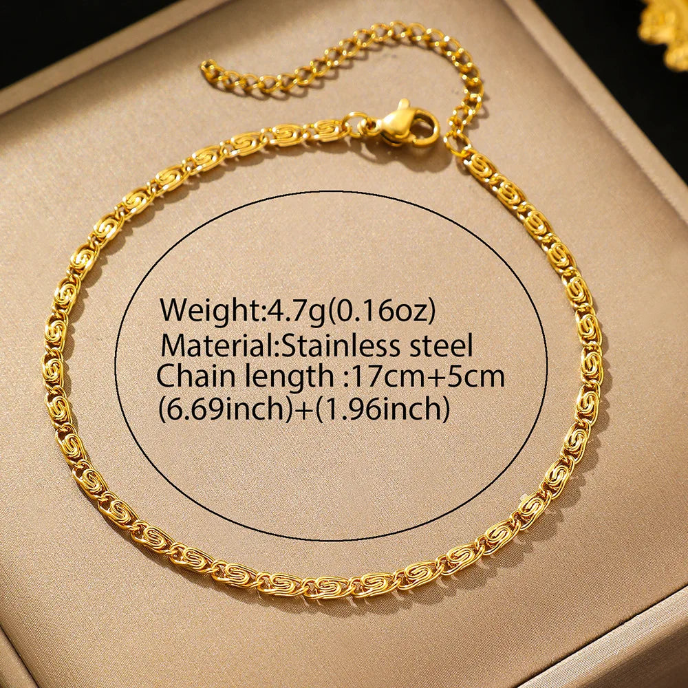 Stainless Steel Chain Bracelet for Women Gold Color Lightweight Luxury Women'S Bracelet Foot Ankle Jewelry Accessories