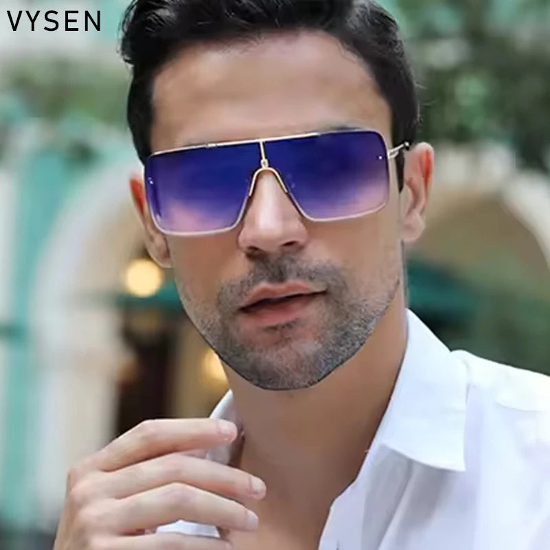 Fashion Oversized Square Sunglasses for Men Big Frame 2025 Luxury Brand Design Metal Frame Sun Glasses Man Retro Shades Eyewear