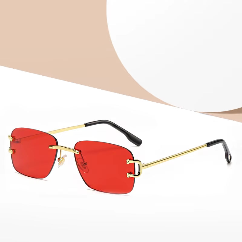 Red Lenses Fashion Sunglasses Metal Frame Cross Border Street Shooting Sunglasses for Men and Women
