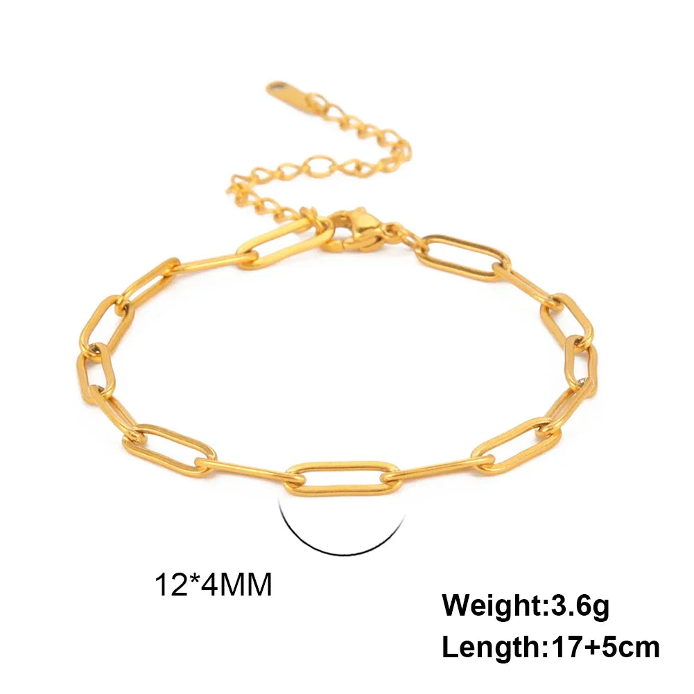 Stainless Steel Bracelet for Women Paperclip Chain Minimalist Jewelry Gift for Friend Fashion Simple Accessories