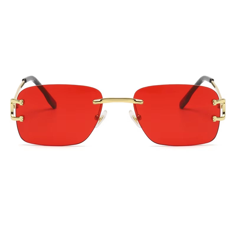 Red Lenses Fashion Sunglasses Metal Frame Cross Border Street Shooting Sunglasses for Men and Women