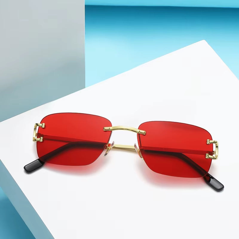 Red Lenses Fashion Sunglasses Metal Frame Cross Border Street Shooting Sunglasses for Men and Women