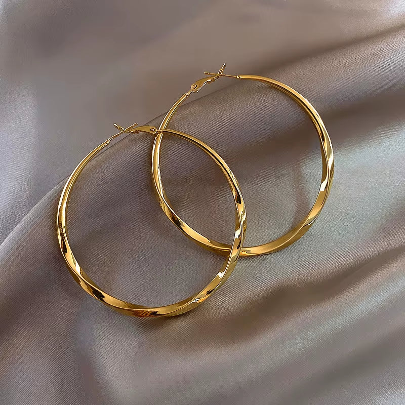 2025 New Trendy Silver Color Double Layer Circle Hoop Earrings for Women Exaggerated Metal Layer round Earrings Jewelry Gift