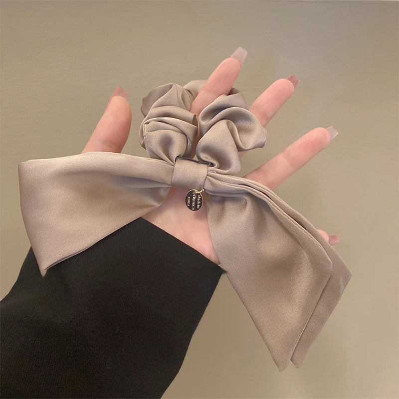 Fashion Advanced Sense Solid Color Bow Hair Band for Women Girls Sweet Versatile Ribbon Bow Hair Rope Hair Accessories Gifts