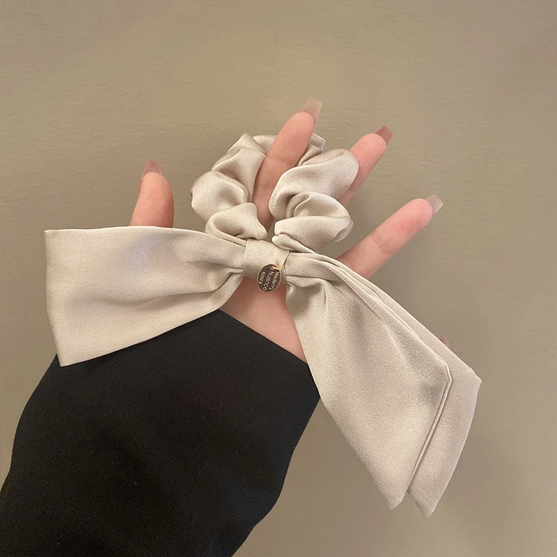 Fashion Advanced Sense Solid Color Bow Hair Band for Women Girls Sweet Versatile Ribbon Bow Hair Rope Hair Accessories Gifts