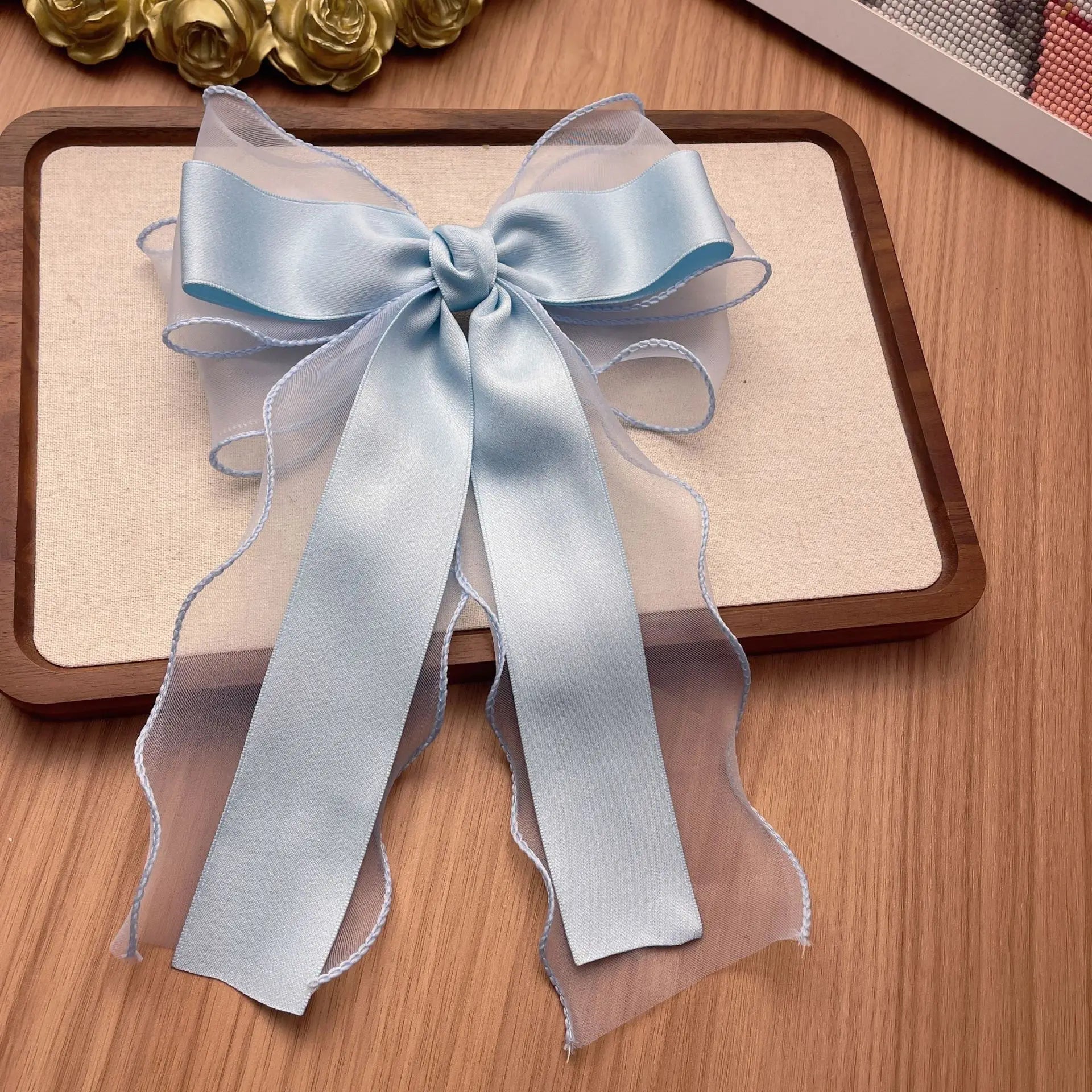 Elegant Long Ribbon Bow Spring Hairpins Women Girl Kid Hair Clips Pin Barrettes Accessories Hairgrip Headwear Headdress Ornament