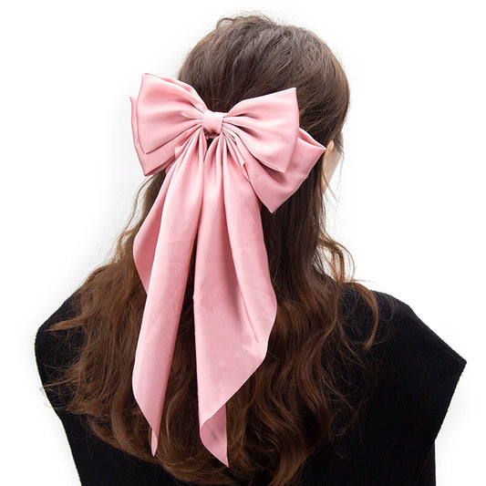 1PC Women Solid Color Hairpins Minimalist Bowknot Retro Hair Clip for Girls Silk Hairband Elegant Hair Accessory