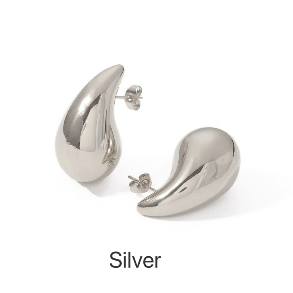 10-31Mm Stainless Steel Vintage Chunky Water Drop Earrings for Women Gold Plated Thick Earring Statement Wedding Jewelry Gifts