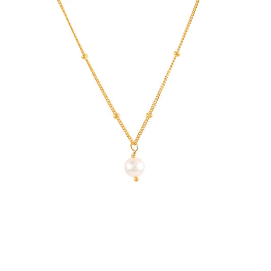 Dainty Freshwater Pearl Necklace for Women 18K Gold Filled Layering Chain Choker Necklace Jewelry