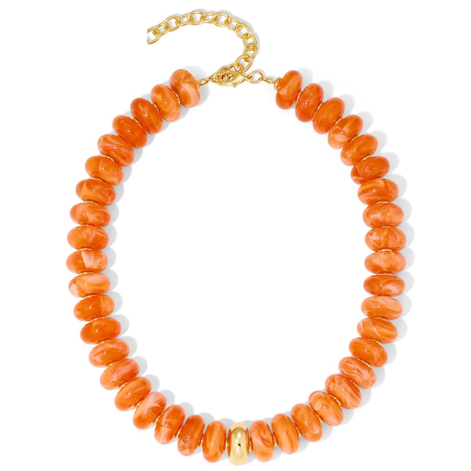 Chunky Colorful Beaded Choker Necklace Women Summer Trendy round Resin Beads Chain Necklaces Statement Jewelry Gift for Vacation