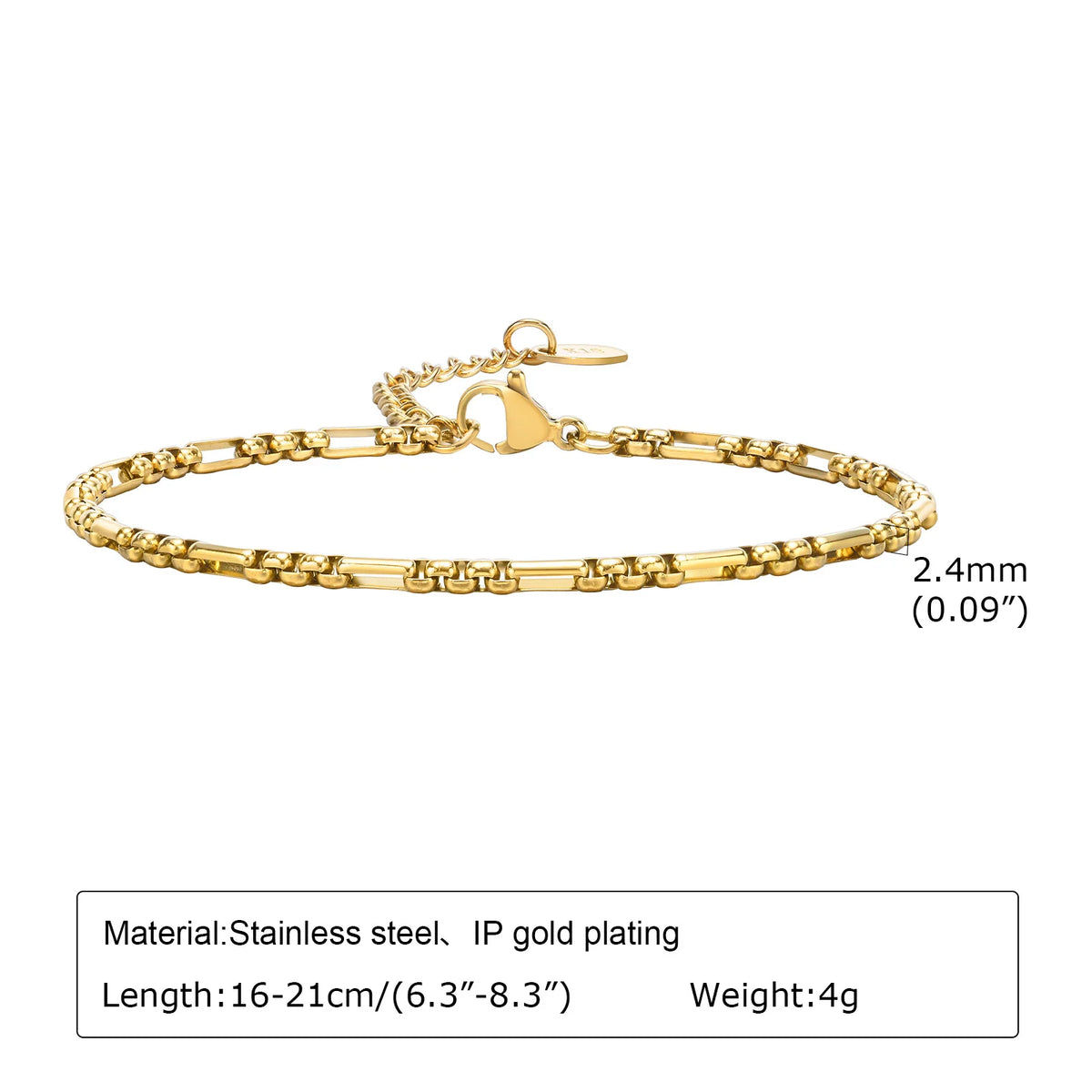 Women Stainless Steel Chain Bracelet,18K Gold Plated Twist Paperclip Adjustable Link Bracelet,Chunky Stackable Layered Jewelry