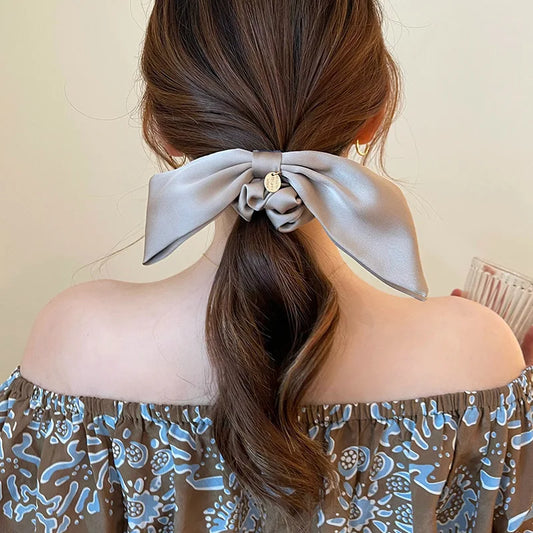 Fashion Advanced Sense Solid Color Bow Hair Band for Women Girls Sweet Versatile Ribbon Bow Hair Rope Hair Accessories Gifts
