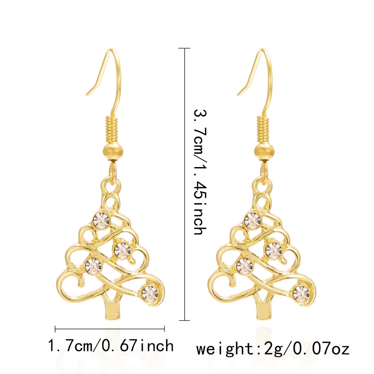 Minimalist Rhinestone Hollow Christmas Tree Drop Earrings Classic Trendy Xmas Tree Dangle Earring for Women Men Holiday Jewelry