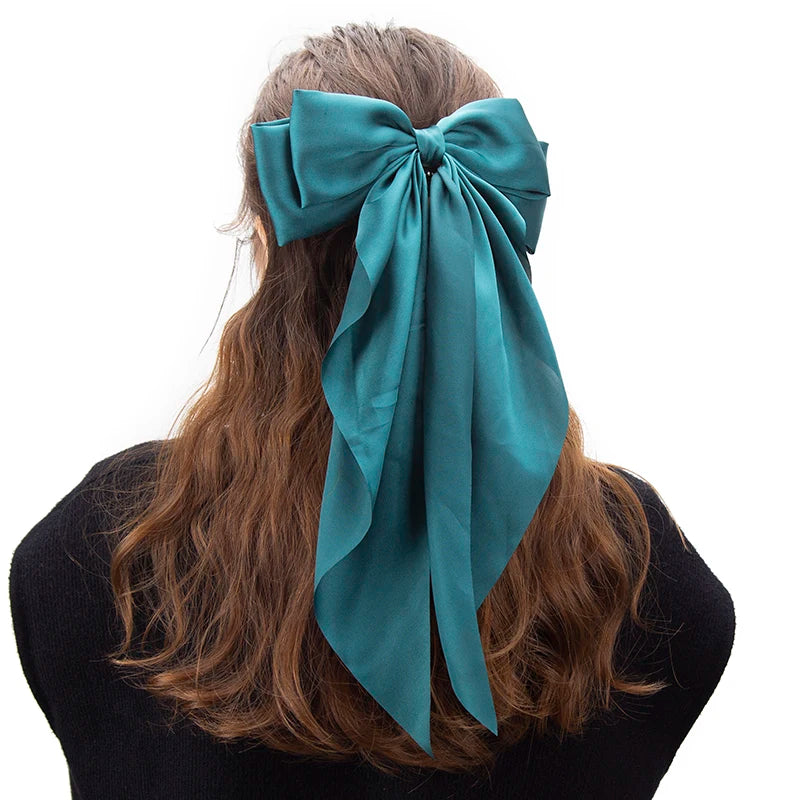 1PC Women Solid Color Hairpins Minimalist Bowknot Retro Hair Clip for Girls Silk Hairband Elegant Hair Accessory