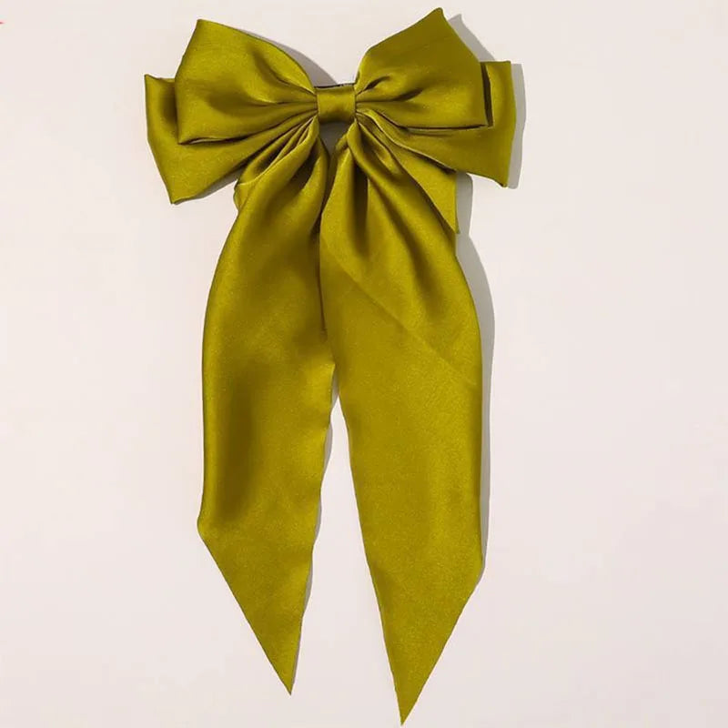 1PC Women Solid Color Hairpins Minimalist Bowknot Retro Hair Clip for Girls Silk Hairband Elegant Hair Accessory