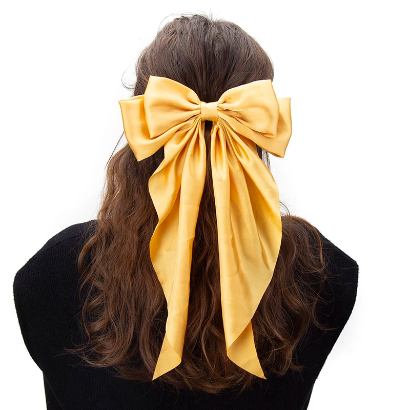 1PC Women Solid Color Hairpins Minimalist Bowknot Retro Hair Clip for Girls Silk Hairband Elegant Hair Accessory
