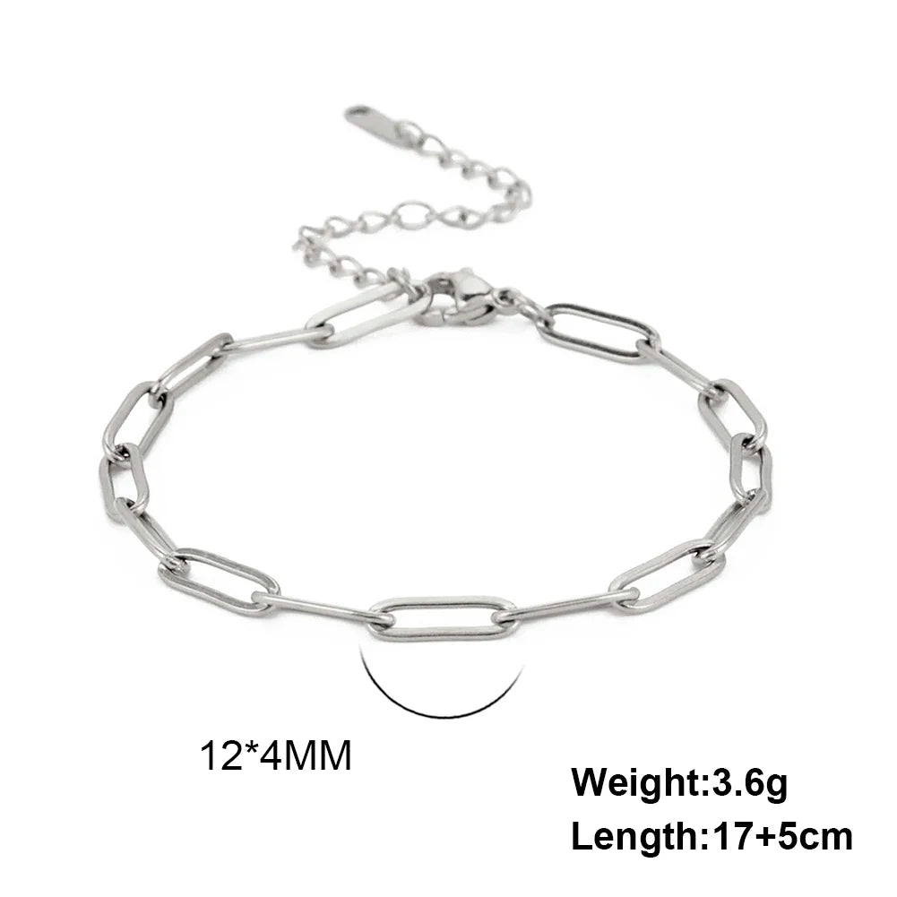 Stainless Steel Bracelet for Women Paperclip Chain Minimalist Jewelry Gift for Friend Fashion Simple Accessories