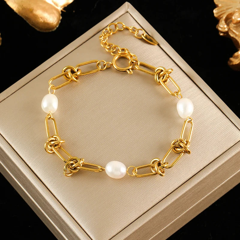 316L Stainless Steel Gold Color Bracelet Bangle Jewelry Charm Metal Texture 18 K Plated Heart Wrist Chain for Women