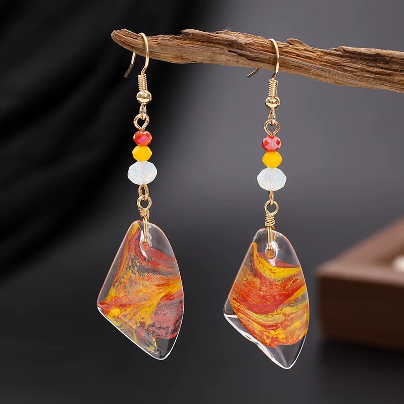 Transparent Drop Earrings for Women Luxury Crystal Hand Entwine Design Retro Style Geometric Irregular Shape Daily Wear Jewelry
