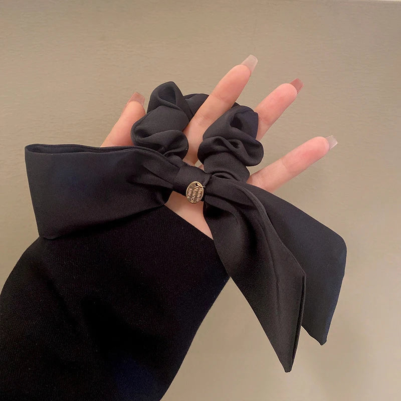 Fashion Advanced Sense Solid Color Bow Hair Band for Women Girls Sweet Versatile Ribbon Bow Hair Rope Hair Accessories Gifts