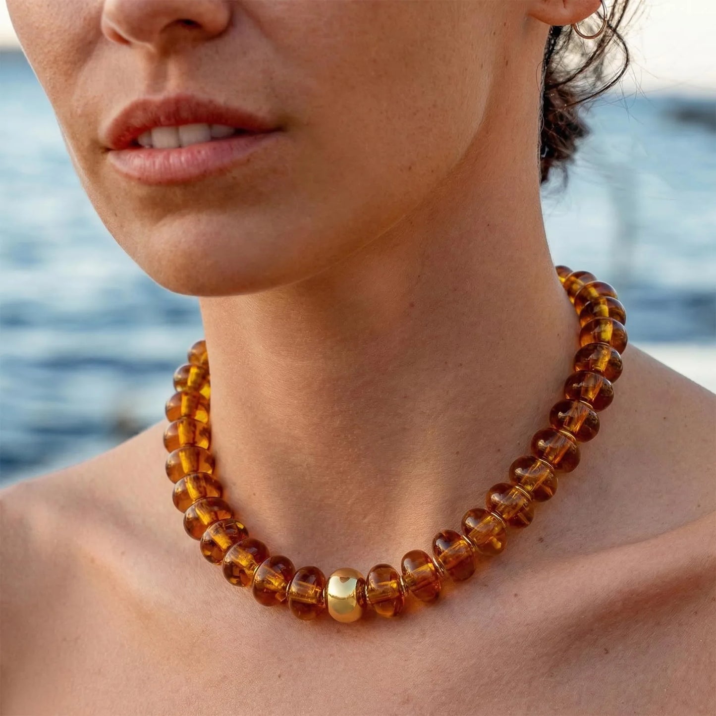 Chunky Colorful Beaded Choker Necklace Women Summer Trendy round Resin Beads Chain Necklaces Statement Jewelry Gift for Vacation