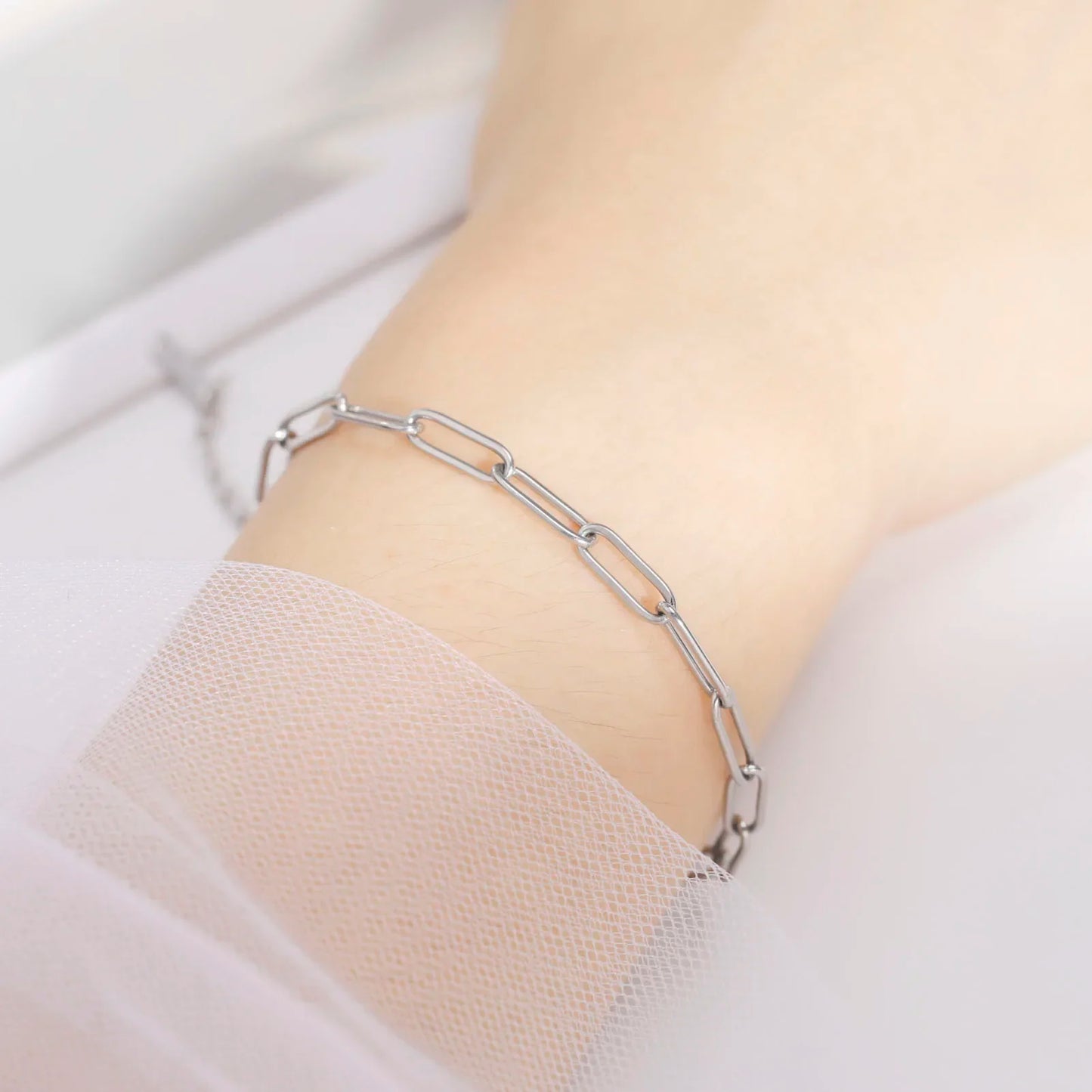 Stainless Steel Bracelet for Women Paperclip Chain Minimalist Jewelry Gift for Friend Fashion Simple Accessories