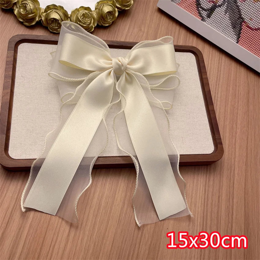 Elegant Long Ribbon Bow Spring Hairpins Women Girl Kid Hair Clips Pin Barrettes Accessories Hairgrip Headwear Headdress Ornament