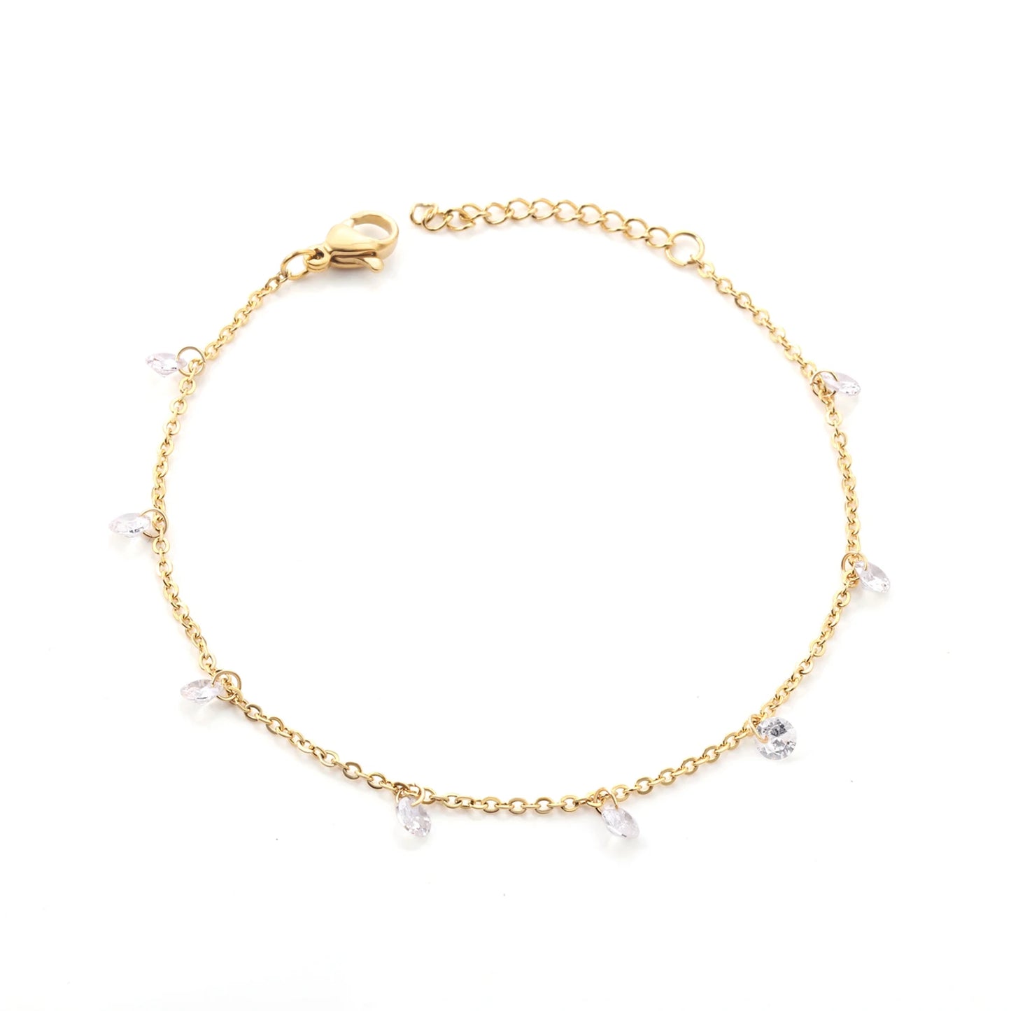 Stainless Steel Bracelets for Women Gold Plated Silver Color Charm Cubic Zirconia Link Chain Bracelets Pulsera Collier